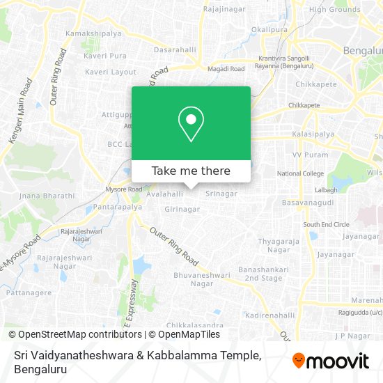 Sri Vaidyanatheshwara & Kabbalamma Temple map