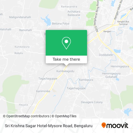 Sri Krishna Sagar Hotel-Mysore Road map