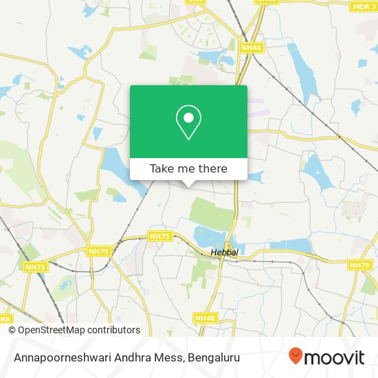 Annapoorneshwari Andhra Mess, Kodigehalli Main Road Bengaluru KA map