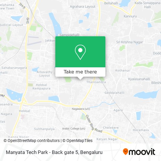 Manyata Tech Park - Back gate 5 map