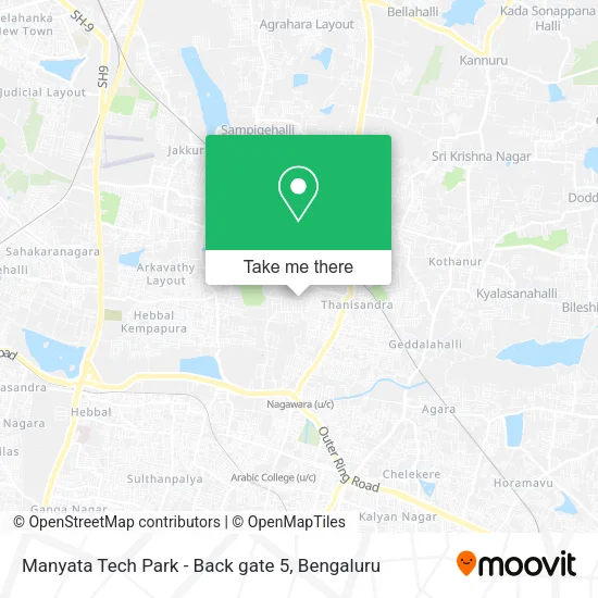 Manyata Tech Park - Back gate 5 map