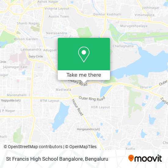 St Francis High School Bangalore map