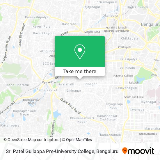 Sri Patel Gullappa Pre-University College map