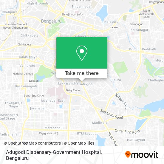 Adugodi Dispensary-Government Hospital map