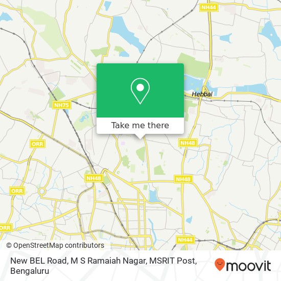 New BEL Road, M S Ramaiah Nagar, MSRIT Post map