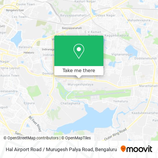 Hal Airport Road / Murugesh Palya Road map