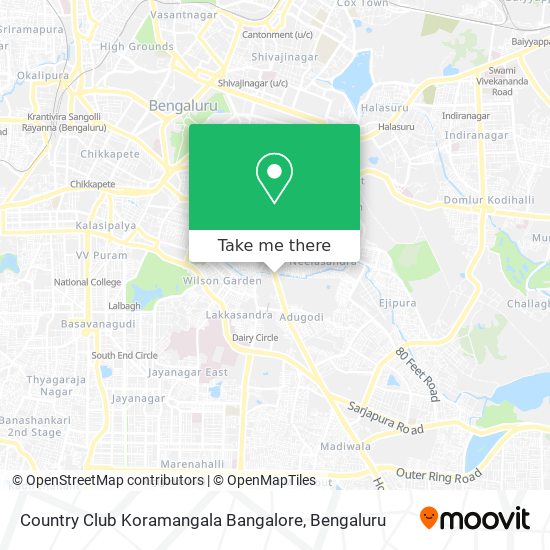 Country Club Koramangala Bangalore map