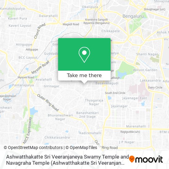Ashwatthakatte Sri Veeranjaneya Swamy Temple and Navagraha Temple map