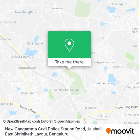 New Gangamma Gudi Police Station Road, Jalahalli East,Shriniketh Layout map