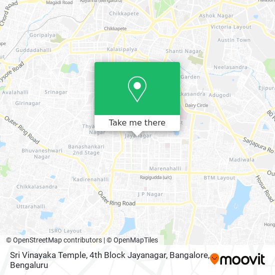 Sri Vinayaka Temple, 4th Block Jayanagar, Bangalore map