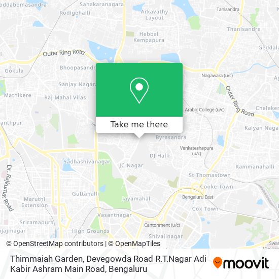 Thimmaiah Garden, Devegowda Road R.T.Nagar Adi Kabir Ashram Main Road map