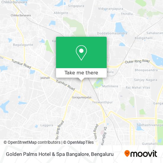 Golden Palms Hotel & Spa Bangalore map