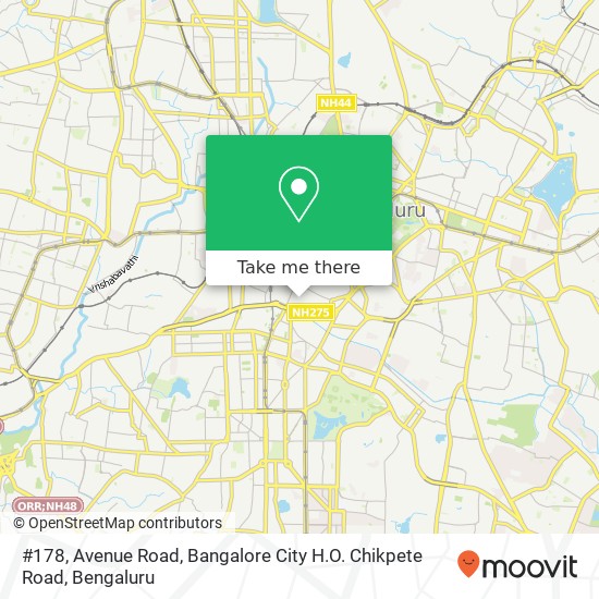 #178, Avenue Road, Bangalore City H.O. Chikpete Road map