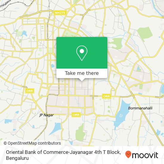 Oriental Bank of Commerce-Jayanagar 4th T Block map