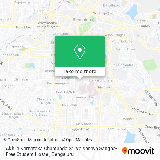 Akhila Karnataka Chaataada Sri Vaishnava Sangha-Free Student Hostel map