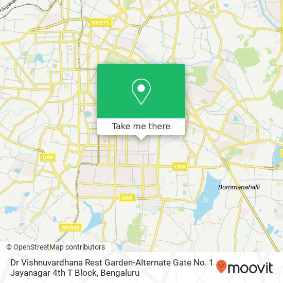Dr Vishnuvardhana Rest Garden-Alternate Gate No. 1 Jayanagar 4th T Block map