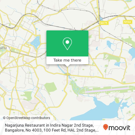 Nagarjuna Restaurant in Indira Nagar 2nd Stage, Bangalore, No 4003, 100 Feet Rd, HAL 2nd Stage, Ind map