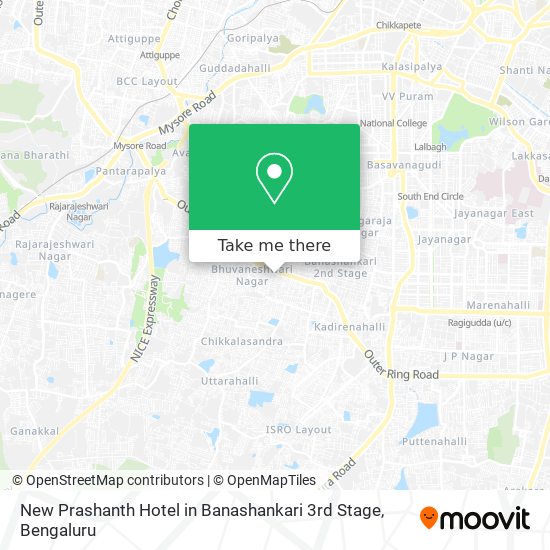 New Prashanth Hotel in Banashankari 3rd Stage map