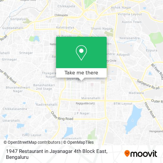 1947 Restaurant in Jayanagar 4th Block East map