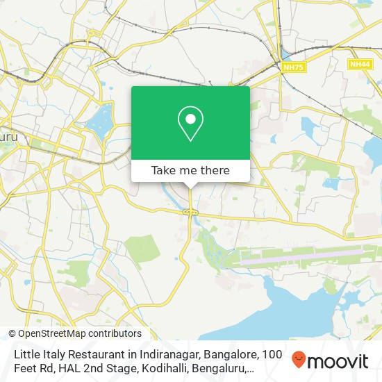 Little Italy Restaurant in Indiranagar, Bangalore, 100 Feet Rd, HAL 2nd Stage, Kodihalli, Bengaluru map