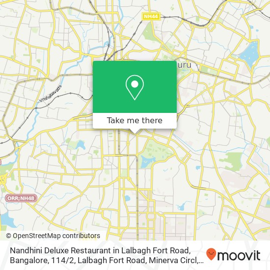 Nandhini Deluxe Restaurant in Lalbagh Fort Road, Bangalore, 114 / 2, Lalbagh Fort Road, Minerva Circl map