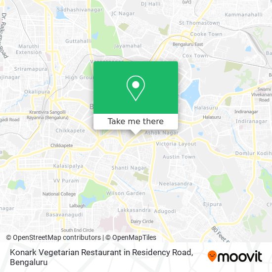 Konark Vegetarian Restaurant in Residency Road map