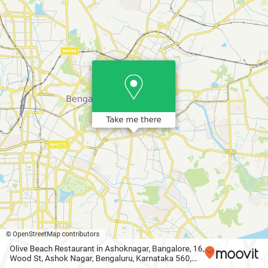 Olive Beach Restaurant in Ashoknagar, Bangalore, 16, Wood St, Ashok Nagar, Bengaluru, Karnataka 560 map