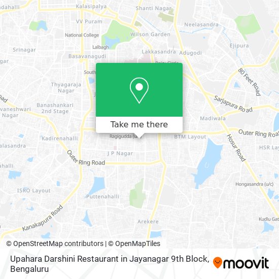 Upahara Darshini Restaurant in Jayanagar 9th Block map