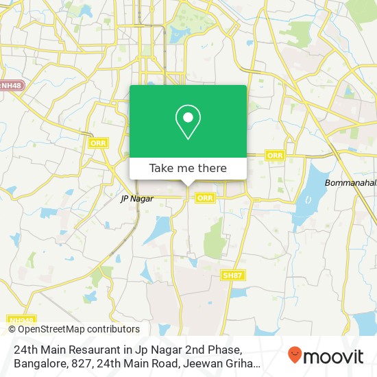 24th Main Resaurant in Jp Nagar 2nd Phase, Bangalore, 827, 24th Main Road, Jeewan Griha Colony, 2nd map