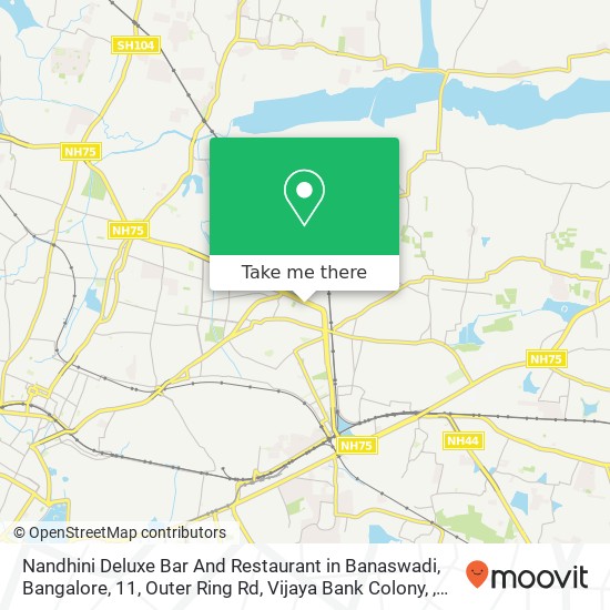 Nandhini Deluxe Bar And Restaurant in Banaswadi, Bangalore, 11, Outer Ring Rd, Vijaya Bank Colony, map