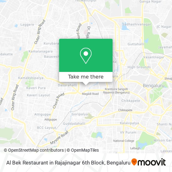 Al Bek Restaurant in Rajajinagar 6th Block map