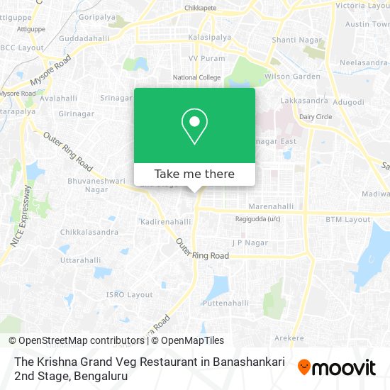 The Krishna Grand Veg Restaurant in Banashankari 2nd Stage map