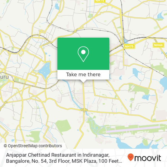 Anjappar Chettinad Restaurant in Indiranagar, Bangalore, No. 54, 3rd Floor, MSK Plaza, 100 Feet Roa map