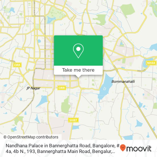 Nandhana Palace in Bannerghatta Road, Bangalore, # 4a, 4b N., 193, Bannerghatta Main Road, Bengalur map