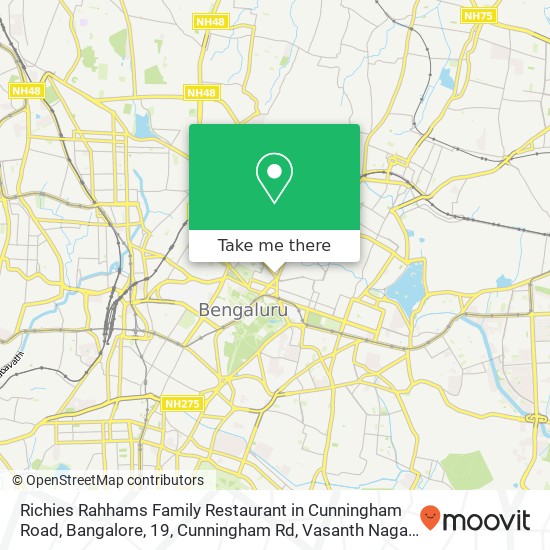 Richies Rahhams Family Restaurant in Cunningham Road, Bangalore, 19, Cunningham Rd, Vasanth Nagar, map