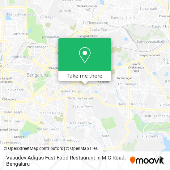 Vasudev Adigas Fast Food Restaurant in M G Road map