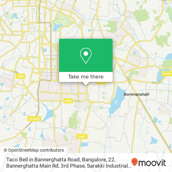 Taco Bell in Bannerghatta Road, Bangalore, 22, Bannerghatta Main Rd, 3rd Phase, Sarakki Industrial map