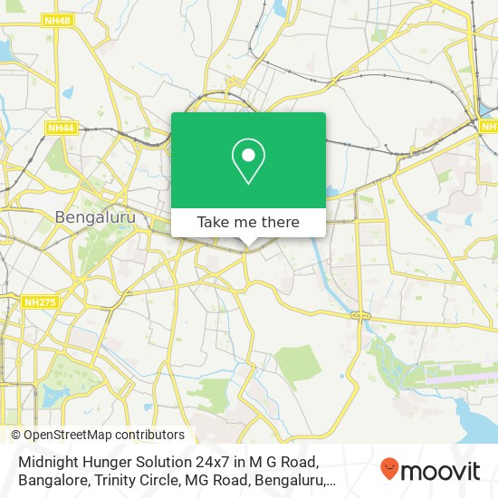 Midnight Hunger Solution 24x7 in M G Road, Bangalore, Trinity Circle, MG Road, Bengaluru, Karnataka map
