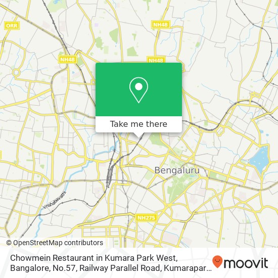 Chowmein Restaurant in Kumara Park West, Bangalore, No.57, Railway Parallel Road, Kumarapark West, map