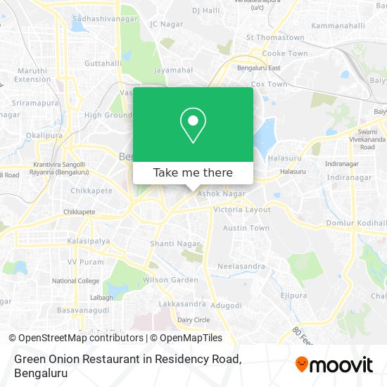 Green Onion Restaurant in Residency Road map