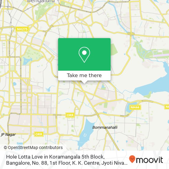 Hole Lotta Love in Koramangala 5th Block, Bangalore, No. 88, 1st Floor, K. K. Centre, Jyoti Nivas C map