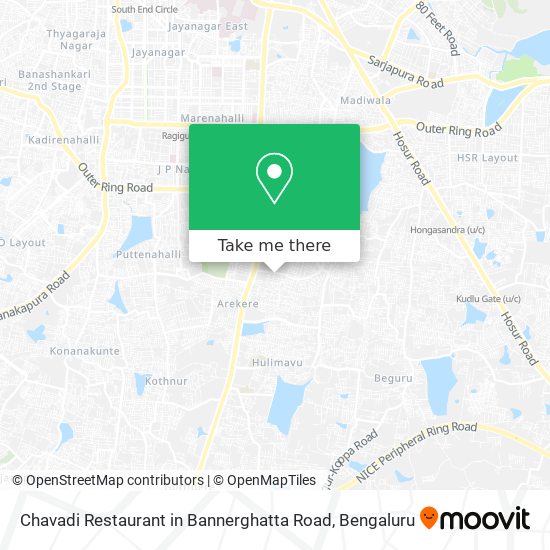 Chavadi Restaurant in Bannerghatta Road map
