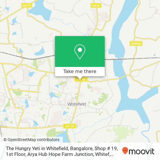 The Hungry Yeti in Whitefield, Bangalore, Shop # 19, 1st Floor, Arya Hub Hope Farm Junction, Whitef map