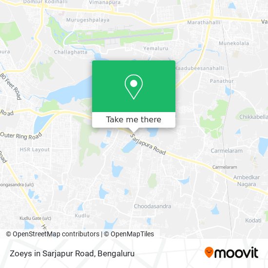 Zoeys in Sarjapur Road map
