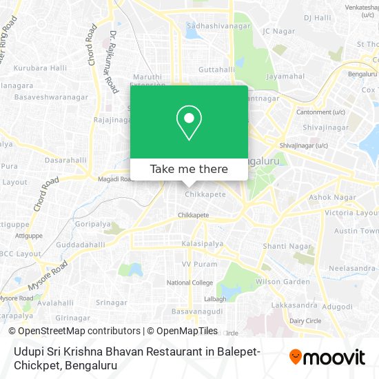 Udupi Sri Krishna Bhavan Restaurant in Balepet-Chickpet map