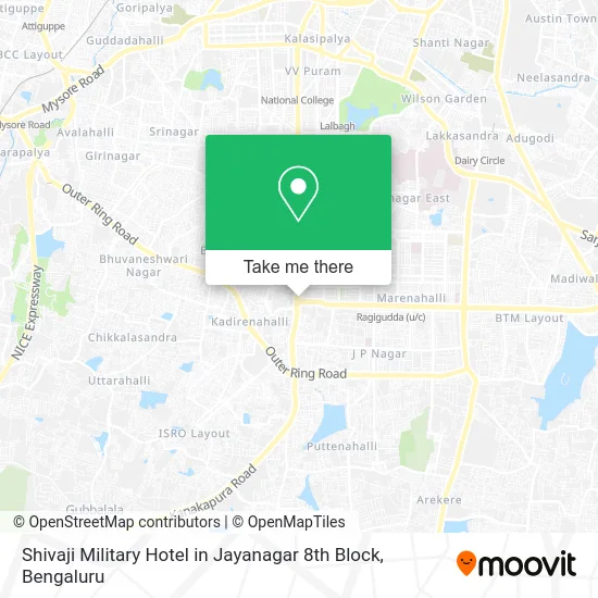 Shivaji Military Hotel in Jayanagar 8th Block map