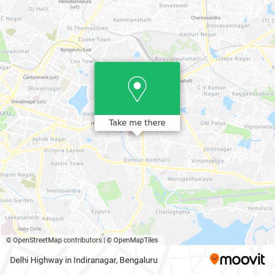 Delhi Highway in Indiranagar map