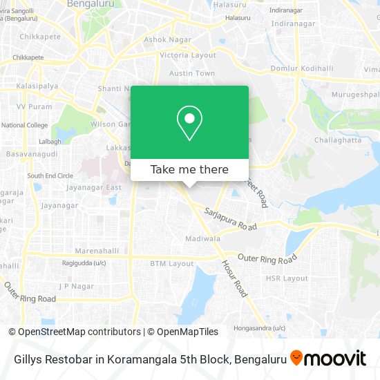 Gillys Restobar in Koramangala 5th Block map