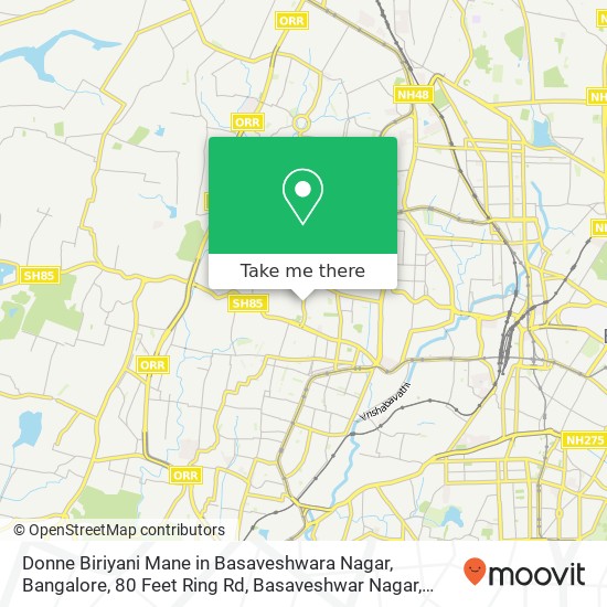 Donne Biriyani Mane in Basaveshwara Nagar, Bangalore, 80 Feet Ring Rd, Basaveshwar Nagar, Bengaluru map