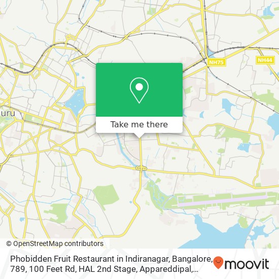 Phobidden Fruit Restaurant in Indiranagar, Bangalore, 789, 100 Feet Rd, HAL 2nd Stage, Appareddipal map